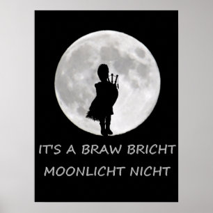 Hochlandpfeifer bei hellem Mond Poster