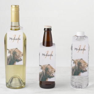 Hochlandportrait individuelle Name Flaschenanhänger