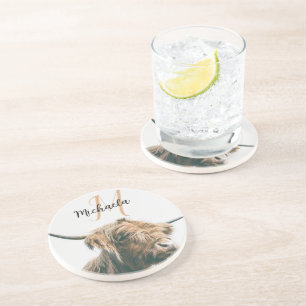 Hochlandportrait individuelle Name Getränkeuntersetzer