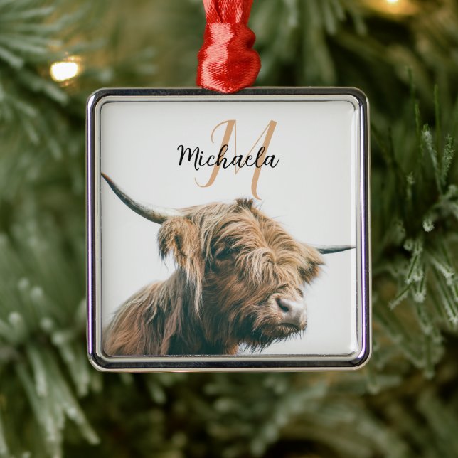 Hochlandportrait individuelle Name Ornament Aus Metall (Baum)