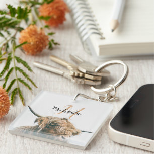 Hochlandportrait individuelle Name Schlüsselanhänger