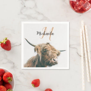 Hochlandportrait individuelle Name Serviette