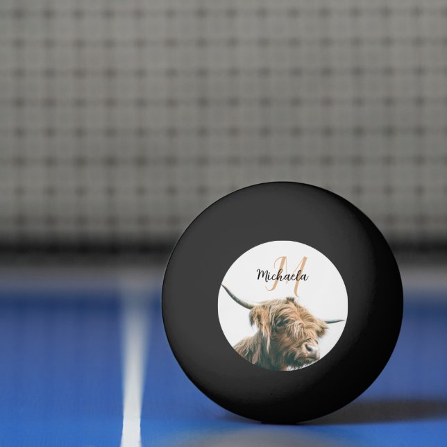 Hochlandportrait individuelle Name Tischtennisball (Netto)