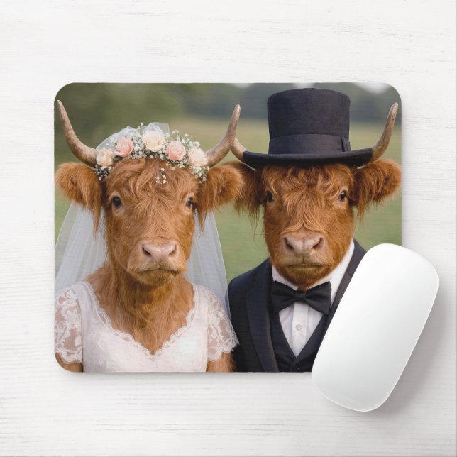 Hochlandrinder-Hochzeit Mousepad (Mit Mouse)