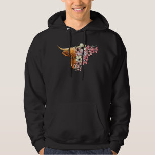 Hochlandrinder mit Blume Hoodie