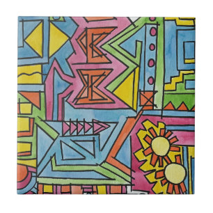 Hochmoderne geometrische Wasserfarben Fliese