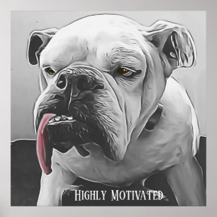 Hochmotivierter, stylisierter Grumpiger Bulldog Poster