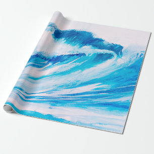 Hochozeanwellen im Wasser, blumarinfarbig Geschenkpapier
