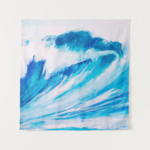 Hochozeanwellen im Wasser, blumarinfarbig Wandteppich