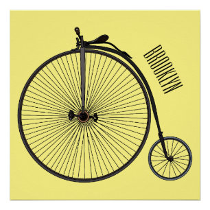 Hochrad Fahrrad Cartoon-Illustration Poster