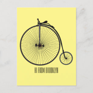 Hochrad Fahrrad Cartoon-Illustration Postkarte