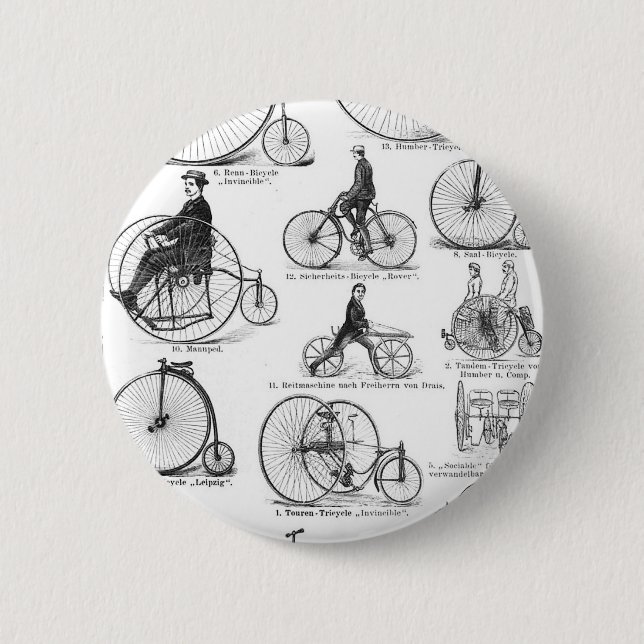 Hochrad Fahrrad Penny Farthing Button (Vorderseite)