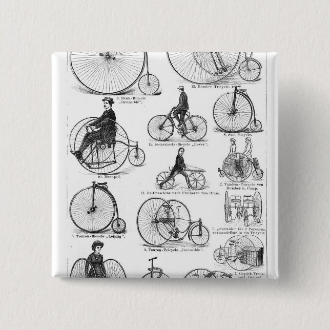 Hochrädriges Fahrrad Penny Farthing Button (Vorderseite)