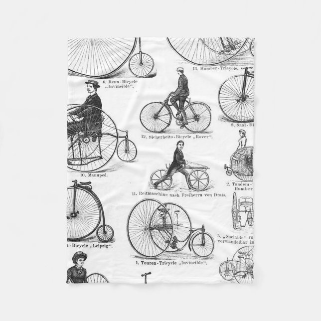 Hochrädriges Fahrrad Penny Farthing Fleecedecke (Vorderseite)