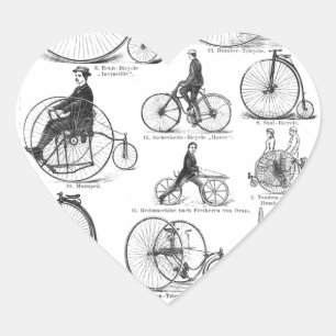 Hochrädriges Fahrrad Penny Farthing Herz-Aufkleber