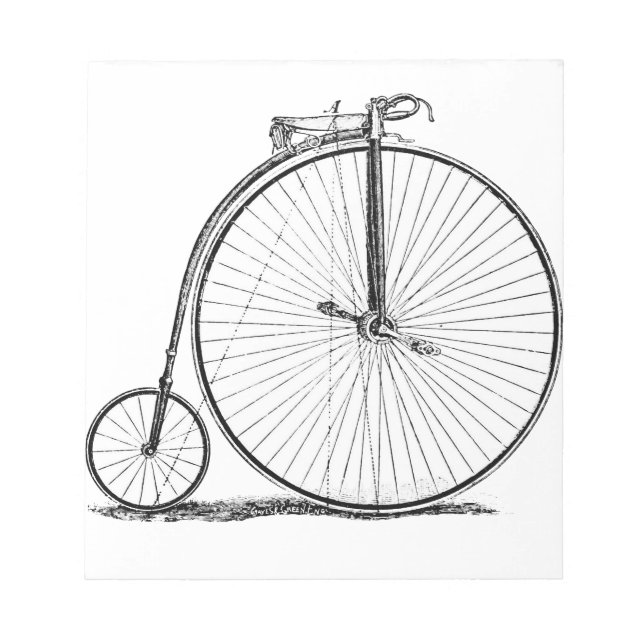 Hochrädriges Fahrrad Penny Farthing Notizblock (Vorderseite)