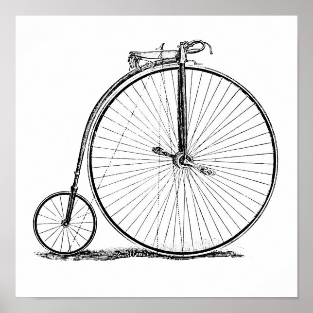 Hochrädriges Fahrrad Penny Farthing Poster (Vorne)
