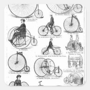 Hochrädriges Fahrrad Penny Farthing Quadratischer Aufkleber