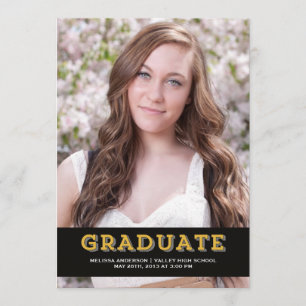 Hochrangiges Portrait des Golden Graduate Einladung