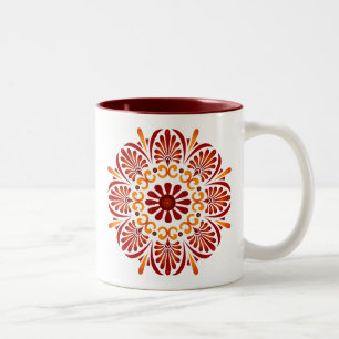 Hochrote Mandala-Tasse Zweifarbige Tasse