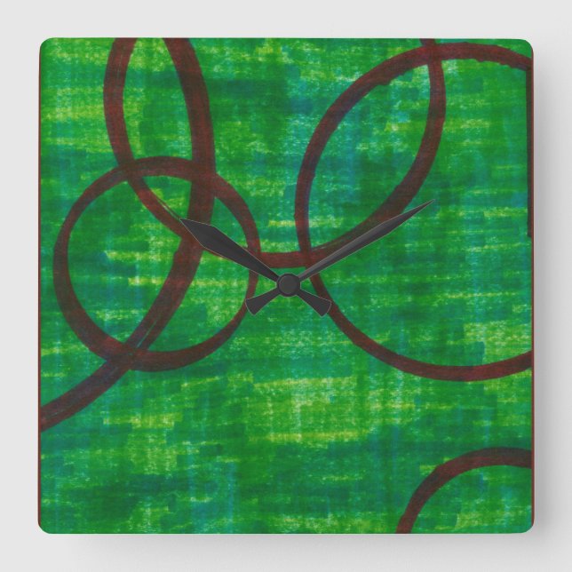 Hochrote Spur II Quadratische Wanduhr (Vorderseite)