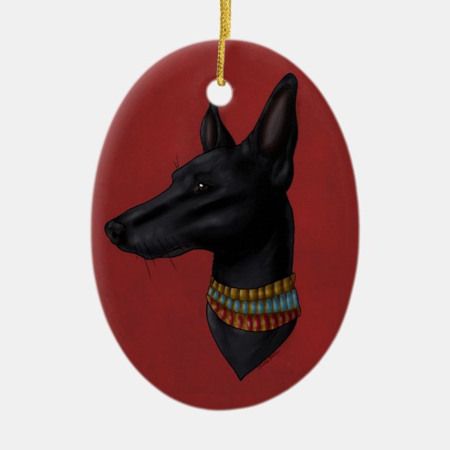 Hochrotes Rot Anubis Verzierung Keramikornament (Vorne)