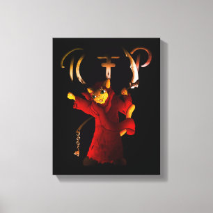 Hochrotes Rot-grimmige Sensenmann-Katze Leinwanddruck