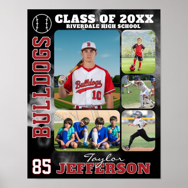 Hochschul-Baseballmannschaft Sportbild-Collage Poster (Vorne)