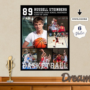 Hochschulbasketball-Abschlussball-Fotocollage Poster
