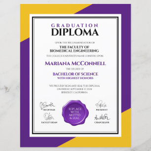 Hochschuldiplom der lila Gold School Uni