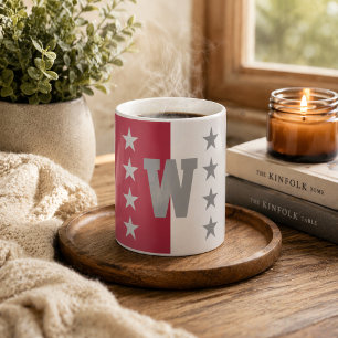 Hochschulfarben Karmesinrot & Weiß Monogramm Kaffeetasse
