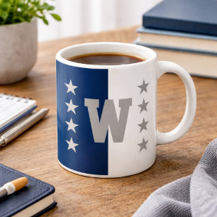Hochschulfarben Navyblau und Weiß Kaffeetasse