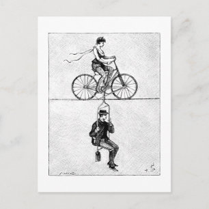Hochseil-Fahrrad - Vintage-Zirkus-Radsportakt Postkarte