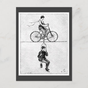 Hochseil-Fahrrad - Vintage-Zirkus-Radsportakt Postkarte