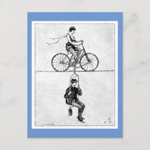 Hochseil-Fahrrad - Vintage-Zirkus-Radsportakt Postkarte
