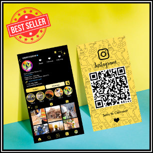 Hochsichtbarkeitsgelbe Bau-Instagram-QR Visitenkarte