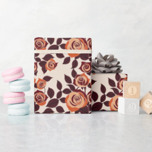 Hochstilisierte Rosen in Orangetönen Geschenkpapier