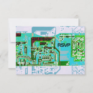 Hochtechnologie-Nerd-Hochzeits-RSVP-Karte Einladung