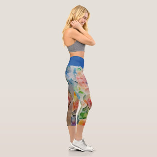 Hochwaiste Capri-Flora-Legierung Capri Leggings
