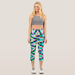 Hochwaisted Capris, ein elegantes, kariertes Zickz Capri Leggings