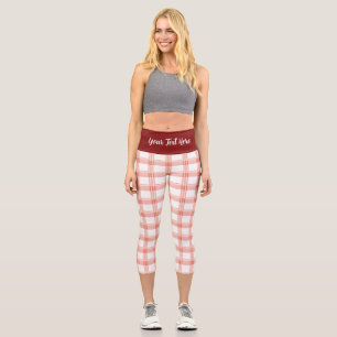 HOCHWAISTIGE CAPRI PANTS - "PEACH GINGHAM" LEGGINGS