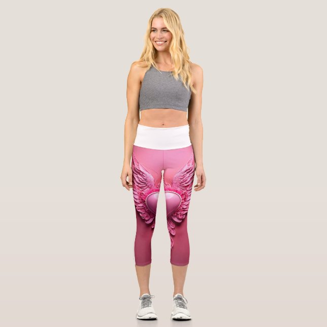Hochwandige Yoga Capris, XS (0-2)-Blume Capri Leggings (Vorderseite)