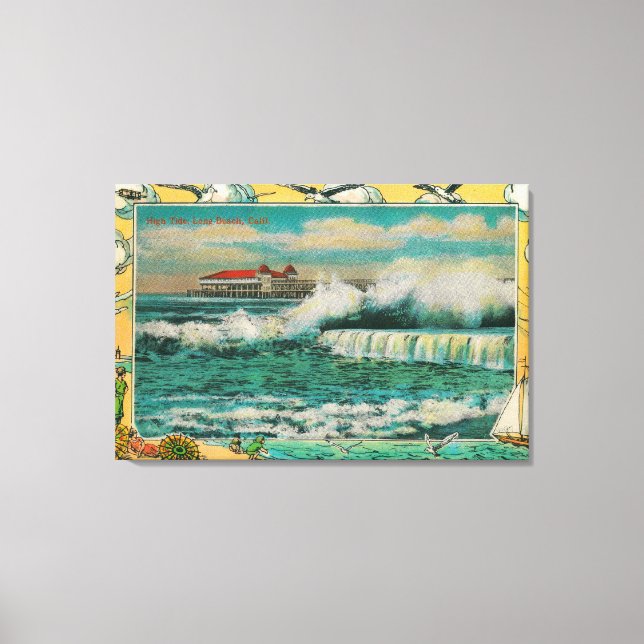 Hochwasser in Long Beach, Kalifornien Leinwanddruck (Vorderseite)