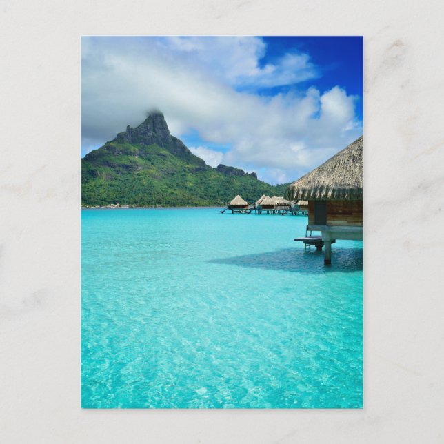 Hochwasserbungalows in Bora Bora Postkarte (Vorderseite)
