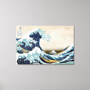 Hochwertige Great Wave off Kanagawa (36" x 24") Leinwanddruck