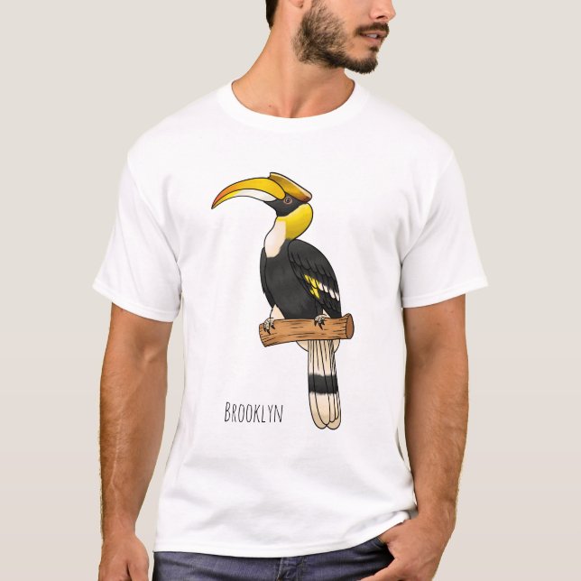 Hochwertige Hornbalg-Cartoon-Abbildung T-Shirt (Vorderseite)