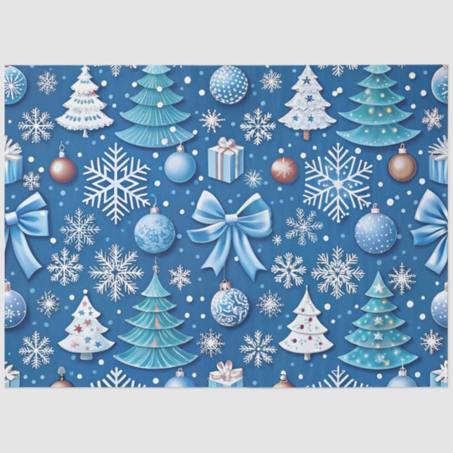 Hochwertiges Blue Christmas Wrapping Paper für Seidenpapier (Vorderseite)