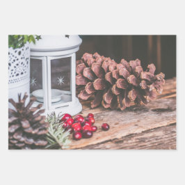 Hochwertiges rustikales Design Geschenkpapier Set