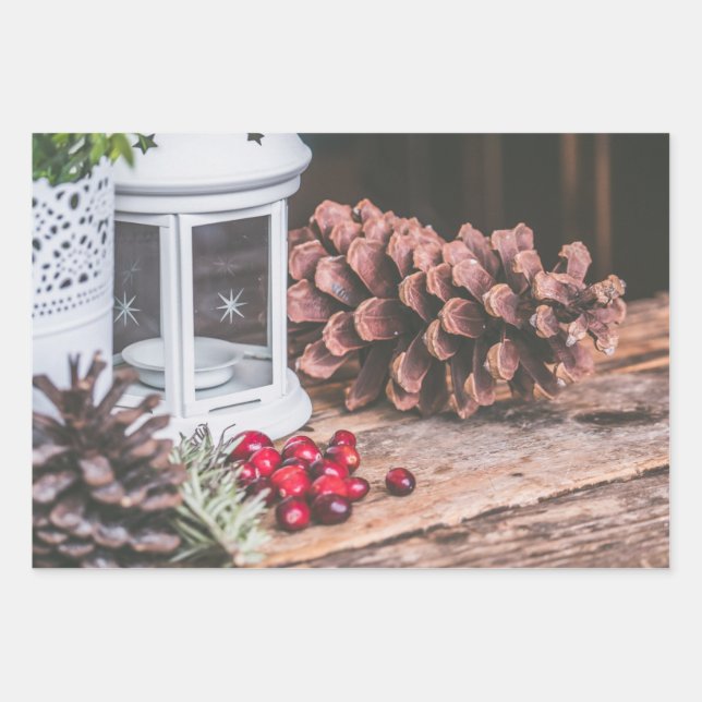 Hochwertiges rustikales Design Geschenkpapier Set (Vorderseite 3)