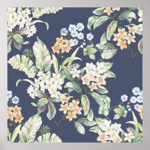 hochwertiges Set verschiedener Aquarellblumen Poster